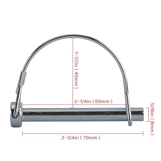 AuInn Pack of 20 Wire Lock Pins, 516 Inch Shaft Locking Pin Heavy Duty Safety Coupler Pin Hitch Pin with Round Arch Wire Retainer for Trailers Lawn Garden-L8