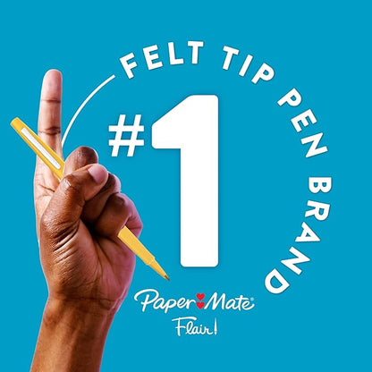 Paper Mate Felt Tip Pens, Flair Marker Pens, Medium Point, Assorted, 24 Count