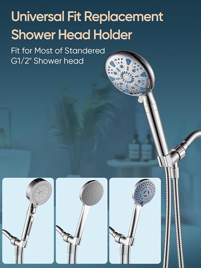 Cobbe Shower Head Holder for Handheld Shower Head, Brass pivoting ball adjustable Shower Arm Mount for Connecting Shower Arm and Shower Hose, 12 Inch IPS Female Inlet and Male Outlet, Chrome Finish