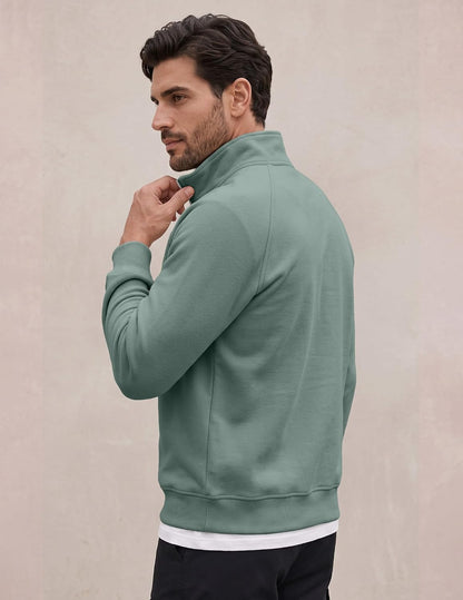 JMIERR Men's Fleece Quarter Zip Pullover Sweater Casual Cotton Fall Winter Family Outfit Warm Mock Neck with Pockets
