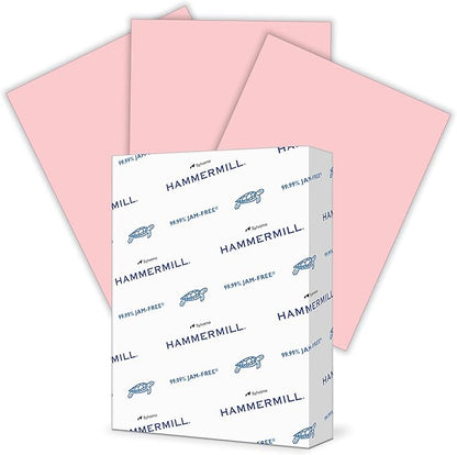 Hammermill Colored Paper, 20lb Pink Printer Paper, 8-1/2 x 11- 1 Ream (500 Sheets) - Made in the USA, Pastel Paper, 103382R