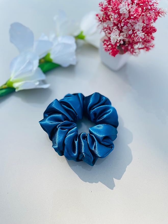 Luxury Silk Scrunchies for Women and Girls, Hair Ties, Hair Band, Ponytail Holder, Set of 4, Combo-14