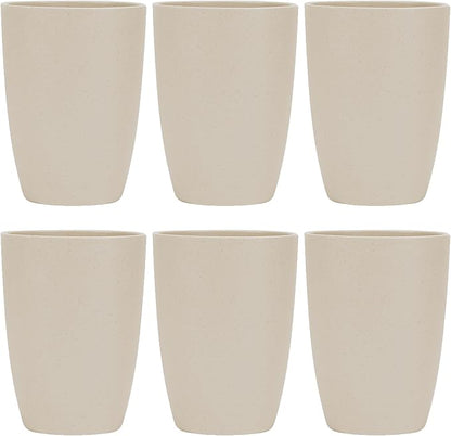 LuckyZone Wheat Straw Reusable Cup (12 oz) - Unbreakable Drinking Glasses Sets of 6 - Dishwasher Safe Tumbler - Lightweight, BPA Free and Eco friendly (6Pcs/Beige)