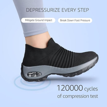 8.5-9 HKR Women Walking Shoes Comfortable Slip On Sneakers | No-hand Slip-on Design, Breathable Mesh Upper, Cushioned Insole, Rubber Outsole, Lightweight