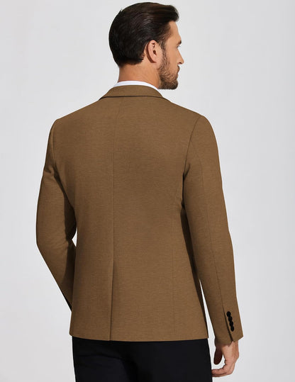 Mens Casual Blazer Knit Sport Coat Lightweight Two Button Suit Jacket
