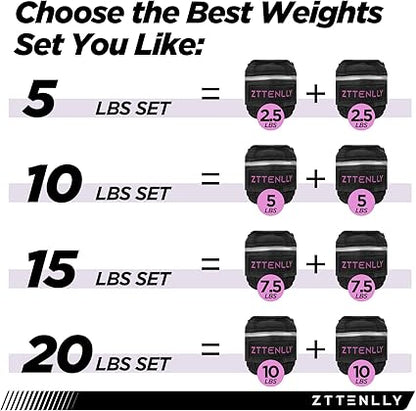 5/10/15/18/20lbs Pair Adjustable Ankle Weights with Carry Bag Sets for Women Men Kids To Running, Walking, Fitness Training, Yoga,