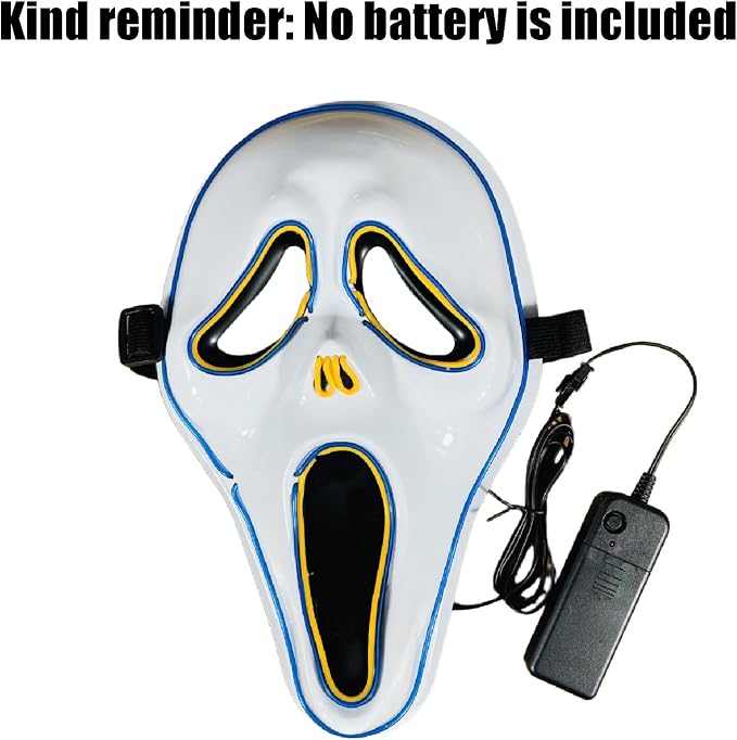 Halloween Purge Scary Led Light Up Glow Mask for Festival Party Gifts, Men Adults Mask - Blue
