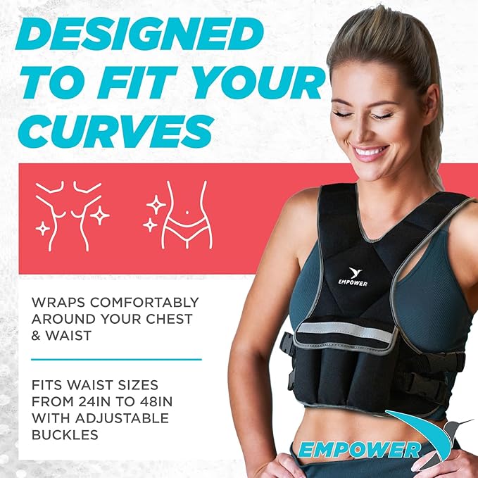 Empower Weighted Walking Vest for Women – Strengthen Muscles, Boost Bone Health, and Burn More Calories (fixed 8lbs, adjustable to 10-16lbs)