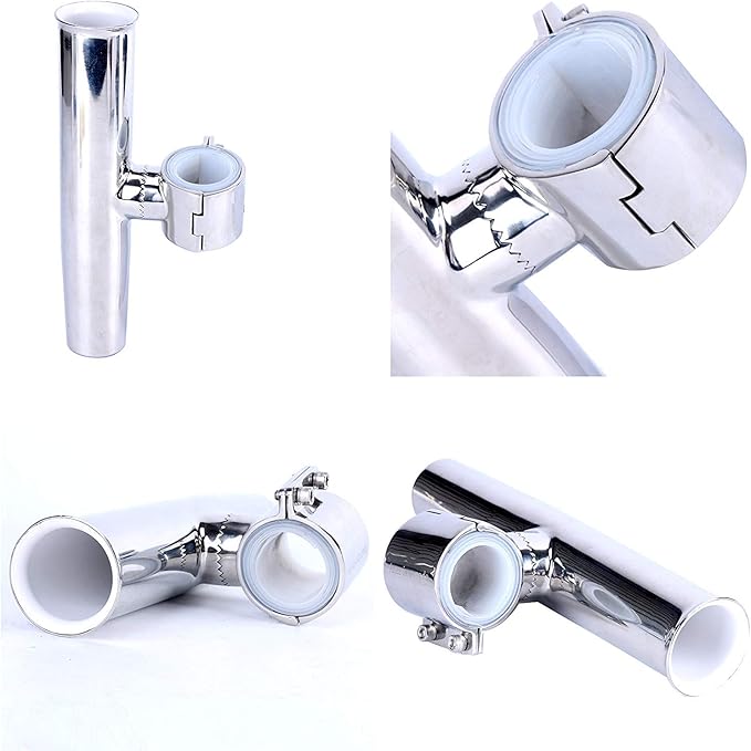 Amarine Made 2 Pack of Stainless Steel Tournament Style Rod Holder,Transom Mounted,Wall Mounted,Top Mounted - Angle Adjustable for Rail 1-58" to 2"