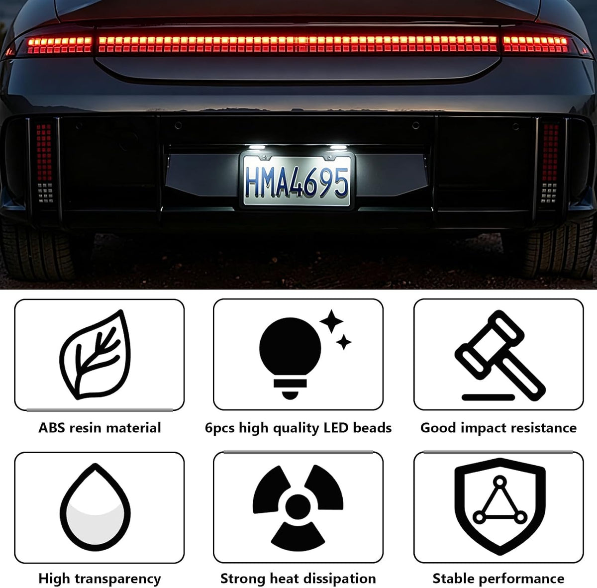 2 PCS White LED License Plate Light, 6-SMD Waterproof Tag Lights, 12V-24V DC Lamp Taillight, Step Courtesy Light Dome Cargo Lights for Truck SUV Van RV Trailer