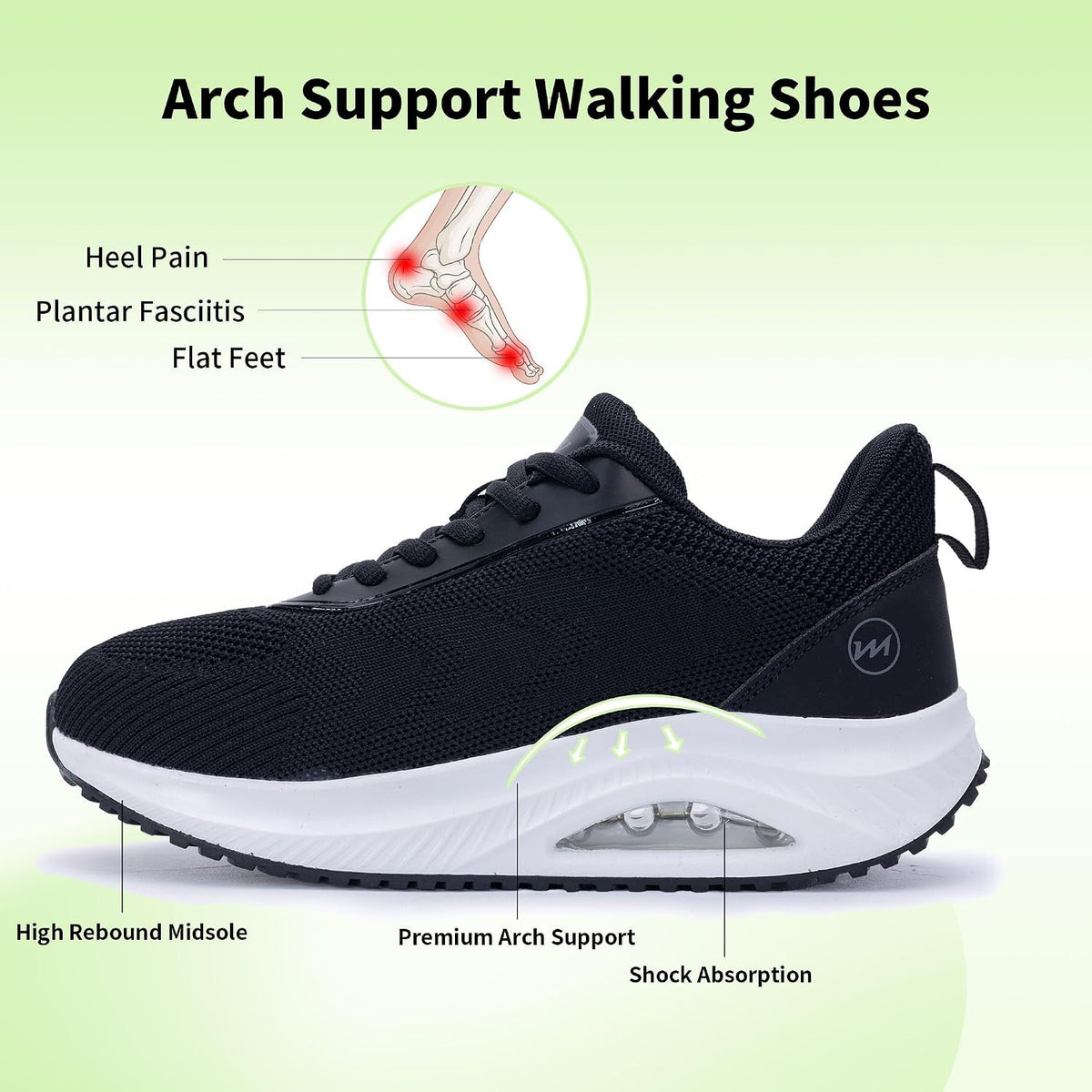 RomenSi Womens Arch Support Walking Shoes Orthotic Fashion Sneakers Tennis Shoes for Plantar Fasciitis Pain Relief US 5.5-11