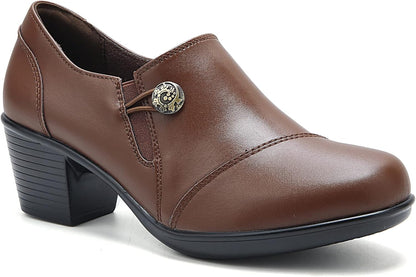 UZB Women's Slip-On Loafer Zip Leather Pump Shoes