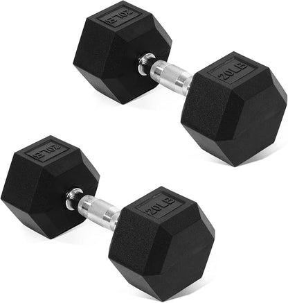 Rubber Encased Hex Dumbbell, Multiple Sizes