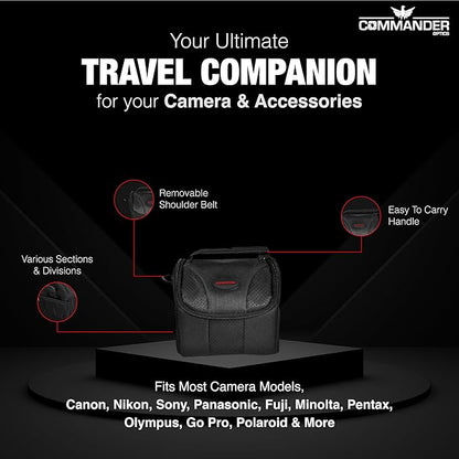 Small Camera Bag - Water Resistant, Soft Padded, Compact Travel Bag for Canon EOS, Nikon, Sony  More DSLR CamerasCamcorders Ample Storage and Protection for Your Equipment (Small)