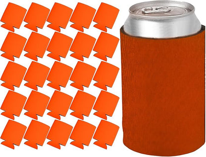 25 Ct of Kan-Tastic Can Cooler & Holder – Orange – Soft, Flexible Foam Keeps Beer, Soda, Water Cool & Fresh – Great for Custom Designs for DIY Projects, Events, Company Promotions