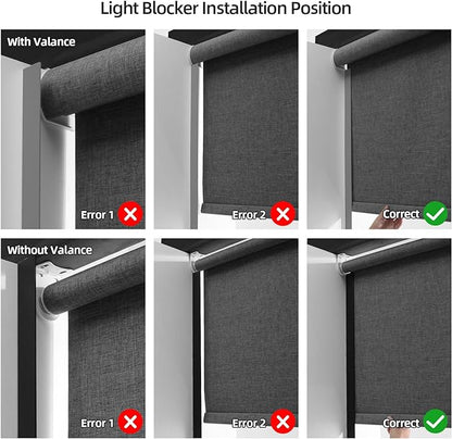 PVC Light Gap Blockers Blackout Light Blockers Side Tracks for Window Shades and Blinds Room Darkening Light Blocking Strips Easy to Install for Home Bedroom Nursery (White, 79",2Pcs)