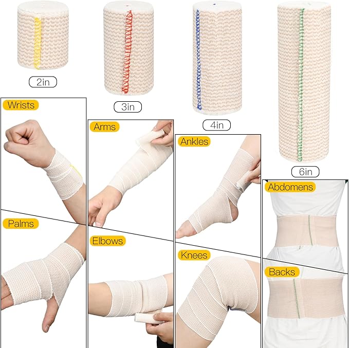 2 Pack 3" Premium Elastic Bandage Wrap, Reusable Hook and Loop Compression Wrap Bandage for Knees, Anks, Wrists, Legs, Body(2 Pack 3" Bandage)