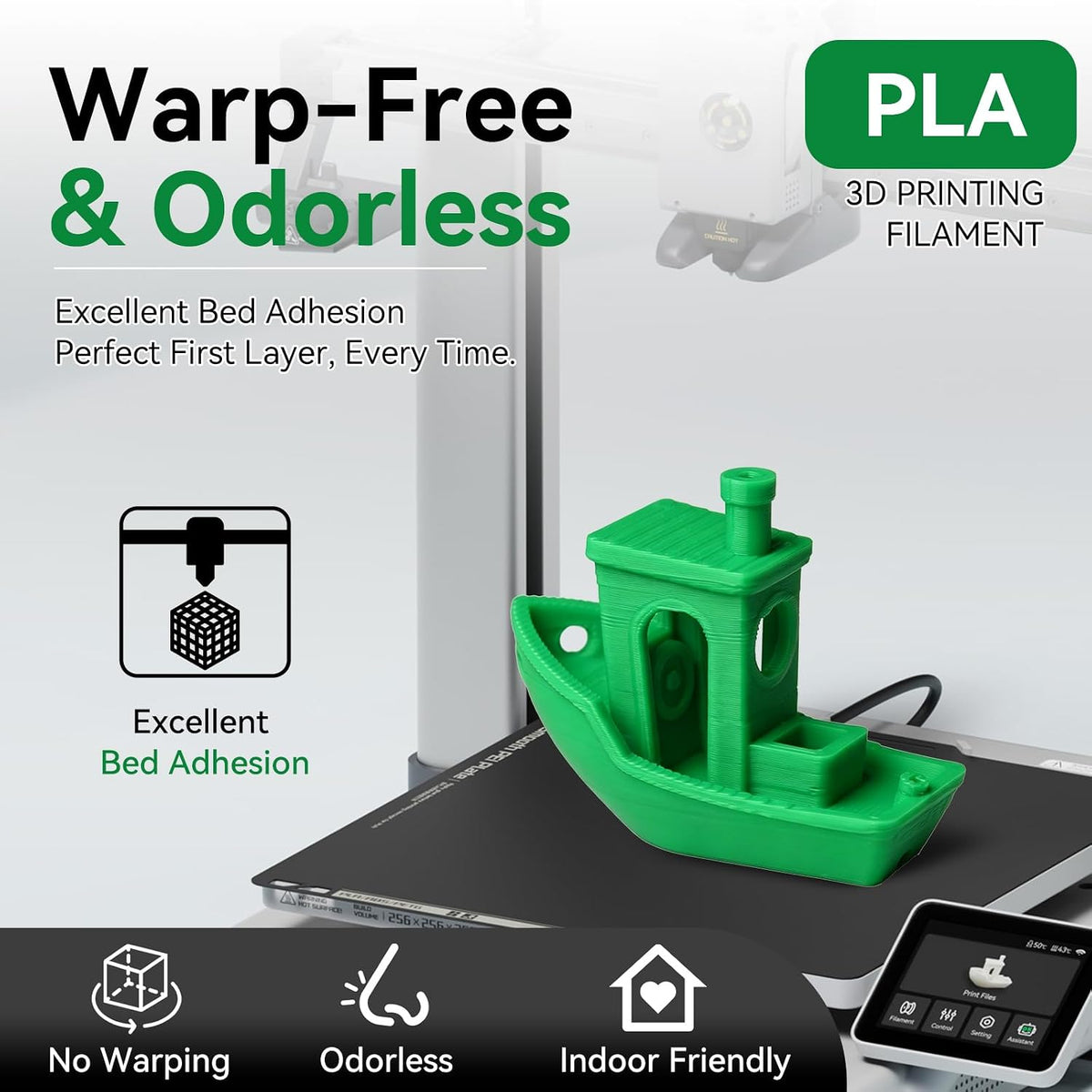 Kingroon PLA 3D Printer Filament, 1.75 mm, 1 kg, Green