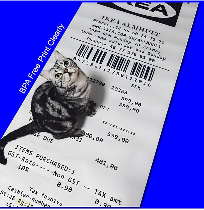 2 1/4" x 13' Thermal Paper Cash Register POS Receipt Paper Credit Card Paper 2 Roll 3000LABELS DIRECT