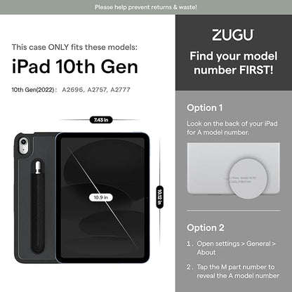 ZUGU CASE for iPad 10.9 Inch Case iPad 11th10th Generation (A16 20252022), Slim Protective Magnetic Stand  SleepWake Cover 11th10th Gen iPad Stand, Model s A2696, A2757, A2777, Stealth Black
