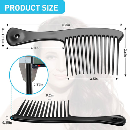 HDAJY Wide Tooth Comb, Large Thickened Hair Comb, Black Shower Combs for Wet Curly Straight Hair, Round Comb Teeth, No Hair Damage