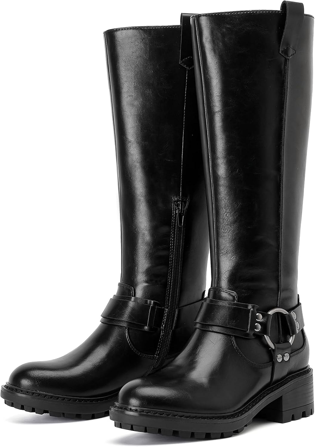 Ruiee Knee High Boots for Women Comfort Stylish Casual Round Toe Tall Riding Combat Boot Classic Fashion Fall Winter Knee-High Flat Boots.