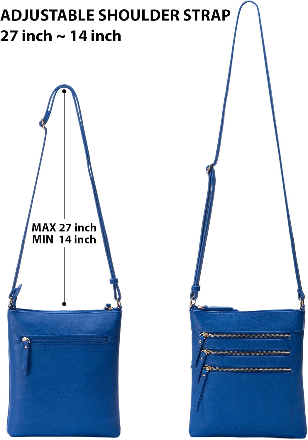 Solene Crossbody Bag Functional Multi Pocket Messenger Purse Top Zip Closure Shoulder Handbag With Adjustable Strap