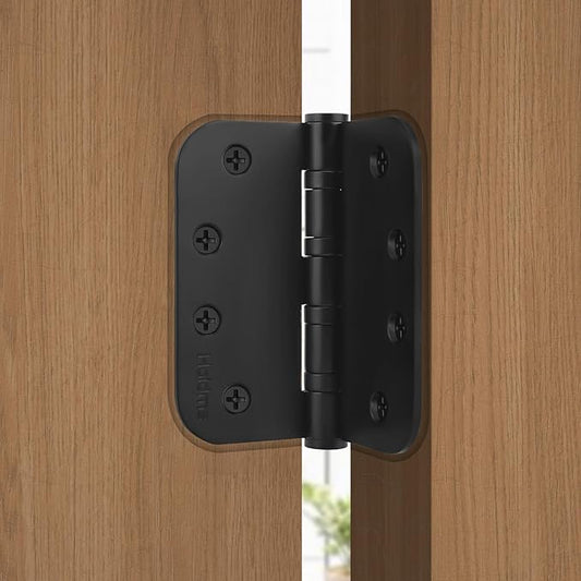 Haidms 304 Stainless Steel Black Ball Bearing Door Hinges for Exterior & Interior Doors 4in Stainless Steel Heavy-Duty Door Hinges Black 4inch, 5/8'' Radius Corners 3PACK