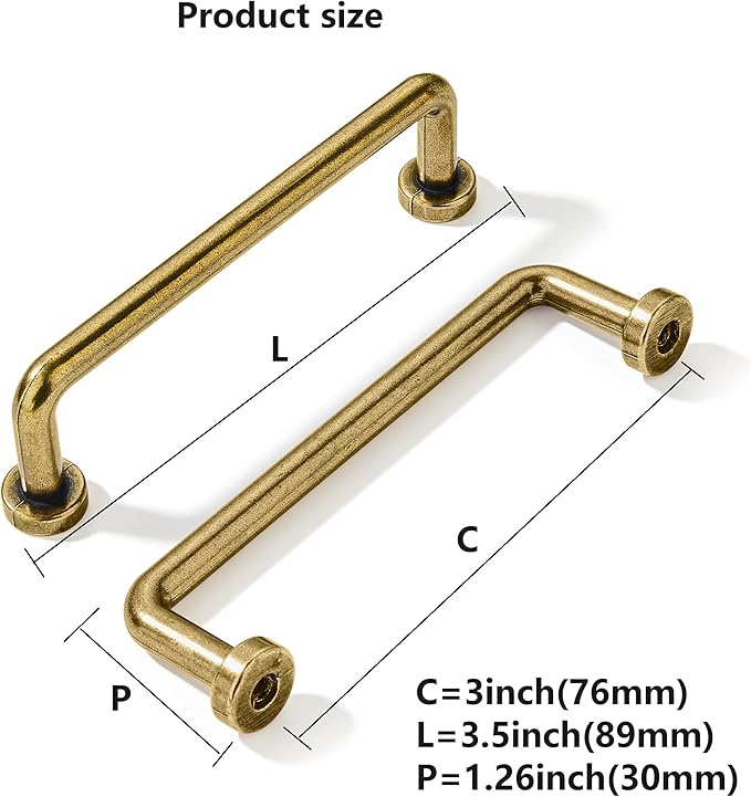 khtumeware 10 Pack Burnished Antique Brass Cabinet Pulls 3" Hole Center Classic Vintage Drawer Handles Kitchen Cupboard Bathroom Dresser Cabinet Hardware