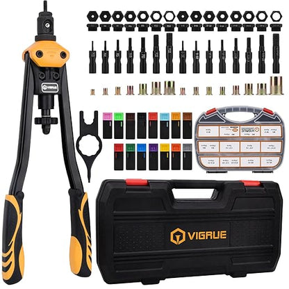 VIGRUE 16'' Rivet Nut Tool Kit Nutserts Rivnut Hand Tool Set with 15PCS Metric & SAE Mandrels