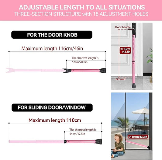AceMining Upgraded Door Security Bar  Sliding Patio Bar, Heavy Duty Stoppers Adjustable Jammer for Home, Apartment, Travel (1 Pack,Pink)