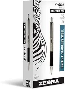 Zebra Pen F402 Retractable Ballpoint Pen, 12 count, Black (29210)