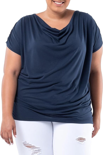 Wright's Women's Jersey Knit Sleeveless Drape Neck Top