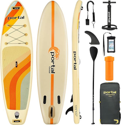 PORTAL SUP Inflatable Paddle Board for Adults 10'6'' Stand Up Paddleboard,Non-Slip Deck Blow up Paddle Boards with Adjustable Paddle.