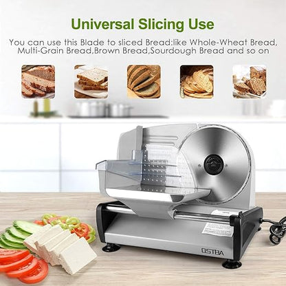 OSTBA 7.5 Inch Stainless Steel Meat Slicer Blade Replacement  Non-Serrated Blade for SL-518 Series Meat Slicer, Easy to Clean and Installg, Perfect for Slicing Bread, Vegetables, and Fruits