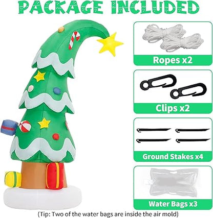 6 FT Christmas Outdoor Inflatable Decorations, Blow Up Christmas Tree with LED Light for Xmas Holiday Party Garden, Yard, Lawn Decor
