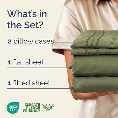 King Size 4 Piece Sheet Set - Comfy Breathable  Cooling Bed Sheets Set - Hotel Luxury Bedding for Women, Men, Kids  Teens - Deep Pockets, Easy-Fit, Super Soft  Wrinkle Free - Oeko-Tex - Sage Green