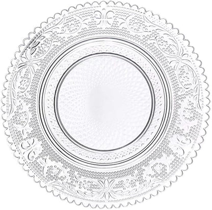 Bowls Vingate Creative Embossed Glass Plate Round Transparent Fruit Tray Home Kitchen Cake Dried Fruit Salad Plate (Size :  10"620g)