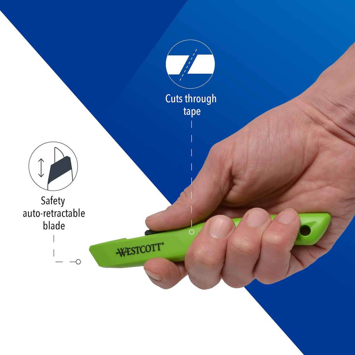 Westcott 17519 Full-Size Ceramic Blade Box Cutter, Retractable Utility Knife