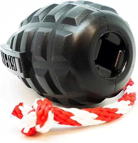 SodaPup USA-K9 Magnum Grenade  Dog Tug Toy, Chew Toy  Treat Dispenser Made in USA from Our Most Durable Non-Toxic, Pet-Safe, Food Safe, Natural Rubber for Strengthening Bond, Exercise,  More