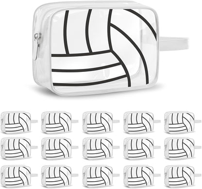 16PCS Volleyball Cosmetic Bag - Waterproof Volleyball Clear PVC Travel Bag,Volleyball Gift Accessories Bags Goodie Snack Makeup Bag,Toiletry Zipper Pouch Organizer,Softball Team Gifts for Team Player