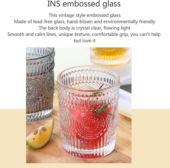 YLWX European Style Gold Relief Clear Glass Toothbrush Holder Retro Wash Cup Light Luxury Couple Mouthwash Cup Hotel Toothbrush Cup Water Cup (Color : Soot 270ml)