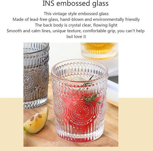 YLWX European Style Gold Relief Clear Glass Toothbrush Holder Retro Wash Cup Light Luxury Couple Mouthwash Cup Hotel Toothbrush Cup Water Cup (Color : Soot 270ml)