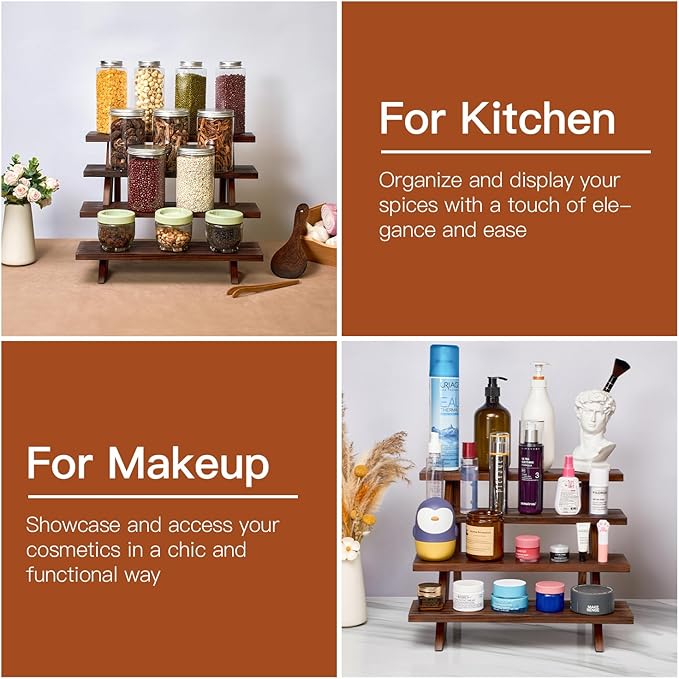 Wooden Rustic Cupcake Stand for 24 Cupcakes, Stepped Wood Display Stand for Weddings, Tiered Party Table Display Riser for Food , Dessert, Cookie, Decor, Craft Show, Brown