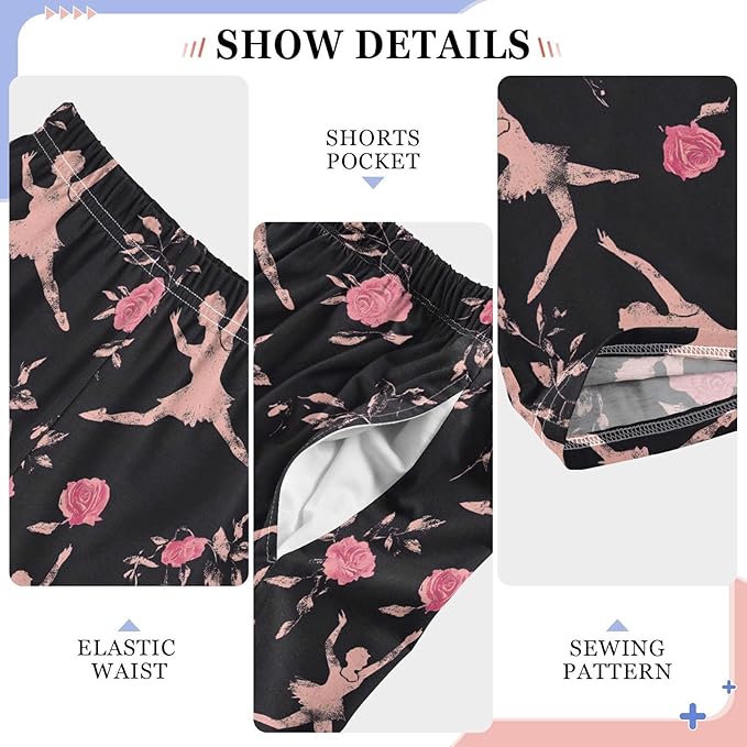 Pajama Pants Ballet Ballerina Roses PJ Bottoms Sleepwear Lounge Sleep Pant with Pockets