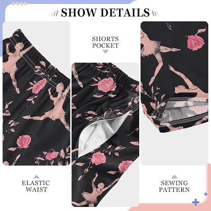 Pajama Pants Ballet Ballerina Roses PJ Bottoms Sleepwear Lounge Sleep Pant with Pockets