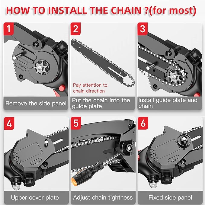 5 Pieces 6 Inch Mini Chainsaw Chain with Replacement Saw Chain Bar, 6 Inch Replacement Chains for Portable Mini Chainsaw, Guide Saw Chain for Wood Branch Cutting Mini Chainsaws (37 Drive Links)