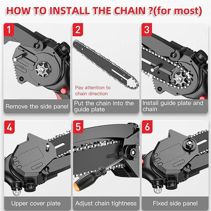5 Pieces 6 Inch Mini Chainsaw Chain with Replacement Saw Chain Bar, 6 Inch Replacement Chains for Portable Mini Chainsaw, Guide Saw Chain for Wood Branch Cutting Mini Chainsaws (37 Drive Links)
