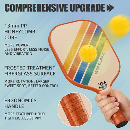 Pickleball Paddles Set of 2 | 4 Pickleball Rackets, USAPA Approved Pickleball Set, Fiberglass | Carbon Fiber Surface & 13 mm PP Honeycomb Core,4 Indoor & Outdoor Pickle Balls