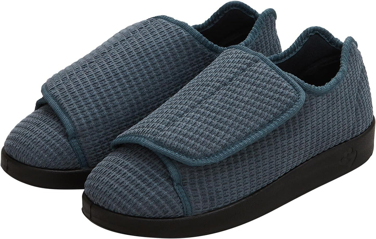 Silverts Men’s Adaptive Clothing Easy Closure Slippers, Adjustable Wide Fit Shoes for Elderly, Nursing Home & Assisted Dressing